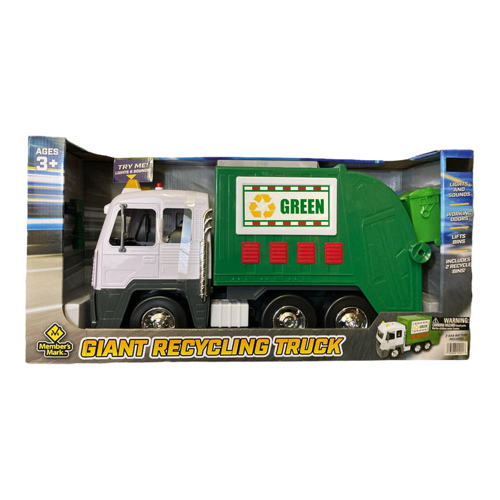 Member's Mark Giant Recycling Truck with Lights Sound and Lift Bins, Green/White