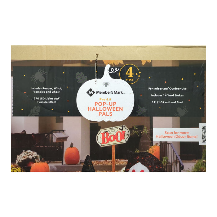 Member's Mark 4-Piece Pre-Lit Pop-up Halloween Pals