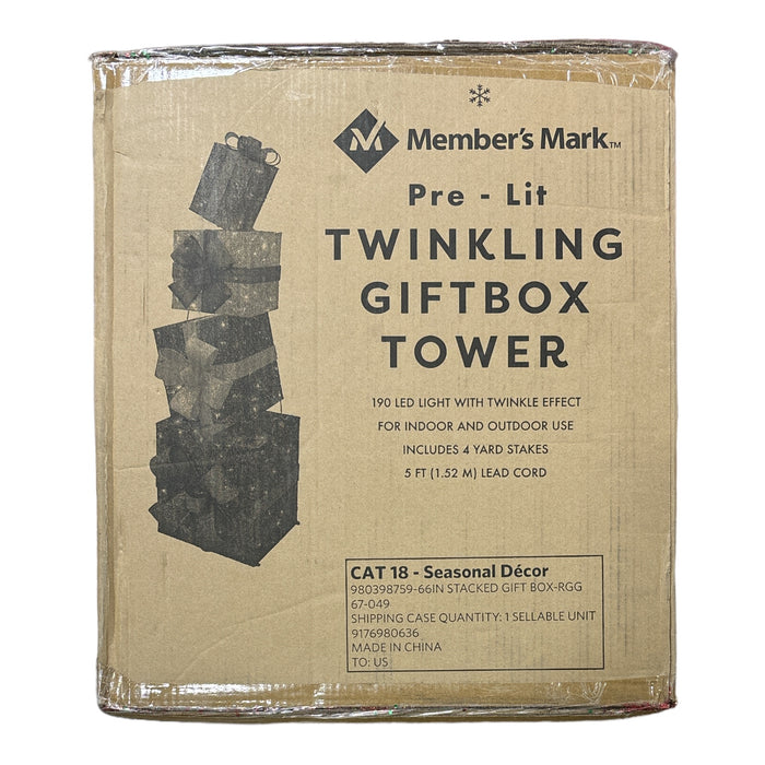 Member's Mark 66" Pre-Lit Twinkling Gift Box Tower, Multicolor