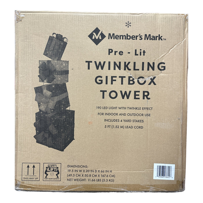 Member's Mark 66" Pre-Lit Twinkling Gift Box Tower, Multicolor