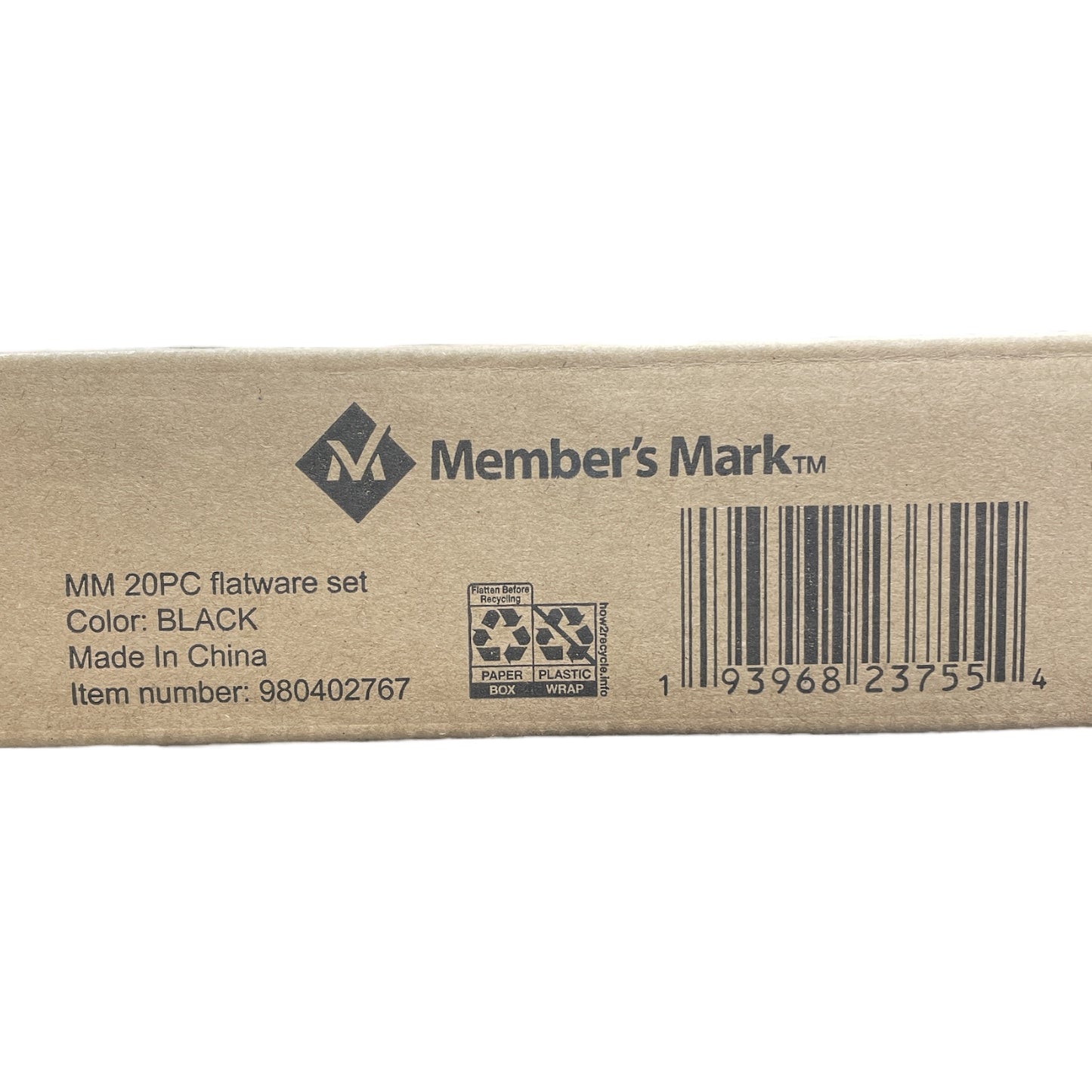 Member's Mark 20 Piece Premium 18/10 Stainless Steel Flatware Set, Black