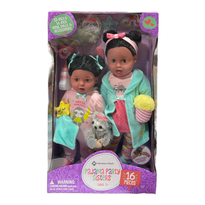 Member's Mark 16 Piece Pajama Party Sisters 13" and 16" Doll Set