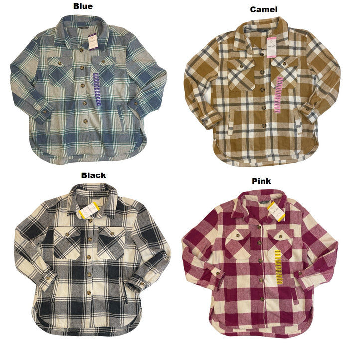 Member's Mark Women's Button Up Long Sleeve Warm Plaid Shacket