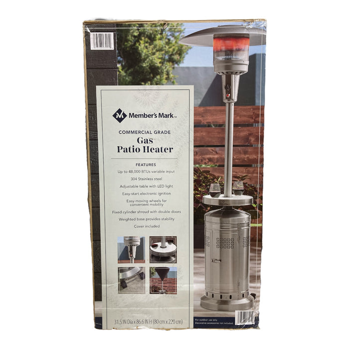 Member's Mark Commercial Grade Stainless 48,000 BTU Patio Heater with LED Table