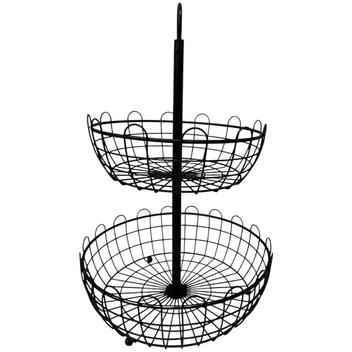 Member's Mark 2-Tier Round Wrought Iron Fruit Basket Stand, Black