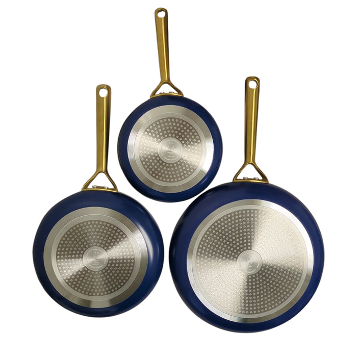 Member's Mark 3-Piece Modern Ceramic Fry Pan Set, Navy
