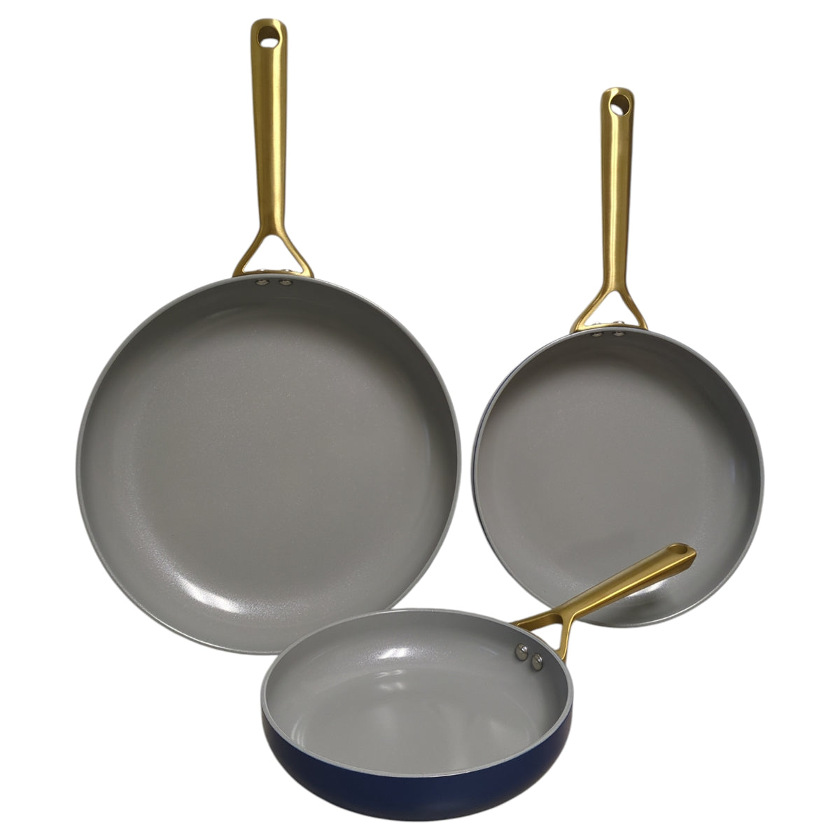 Member's Mark 3-Piece Modern Ceramic Fry Pan Set, Navy — Ewirelessgear