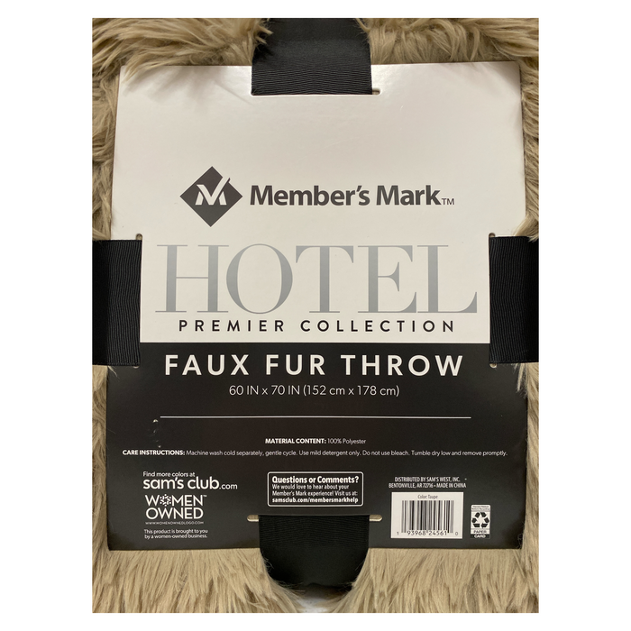 Member's Mark Soft & Luxurious Faux Fur Throw, 60" x 70"