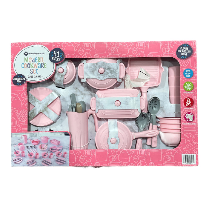 Member's Mark Kid's Pretend Play Modern Cookware 41 Piece Set, Pink - 24 Mo+