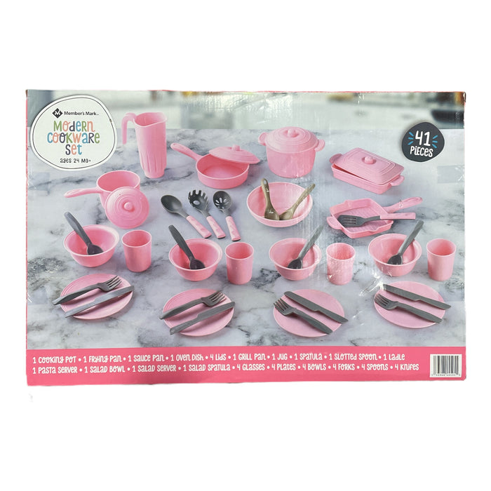 Member's Mark Kid's Pretend Play Modern Cookware 41 Piece Set, Pink - 24 Mo+