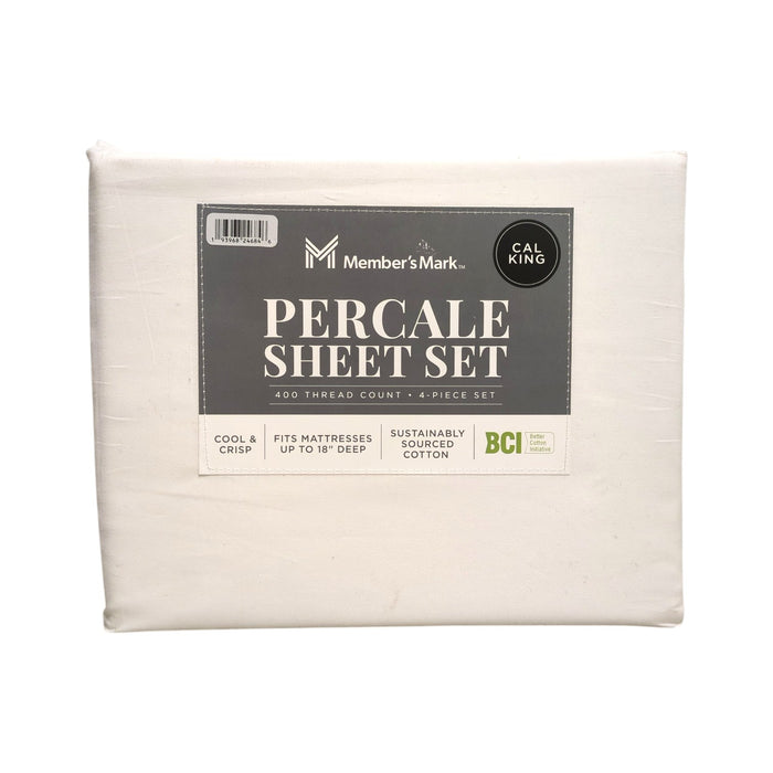 Member's Mark Percale 400 Thread Count Cool & Crisp Sheet Set, 4pc, Cal King