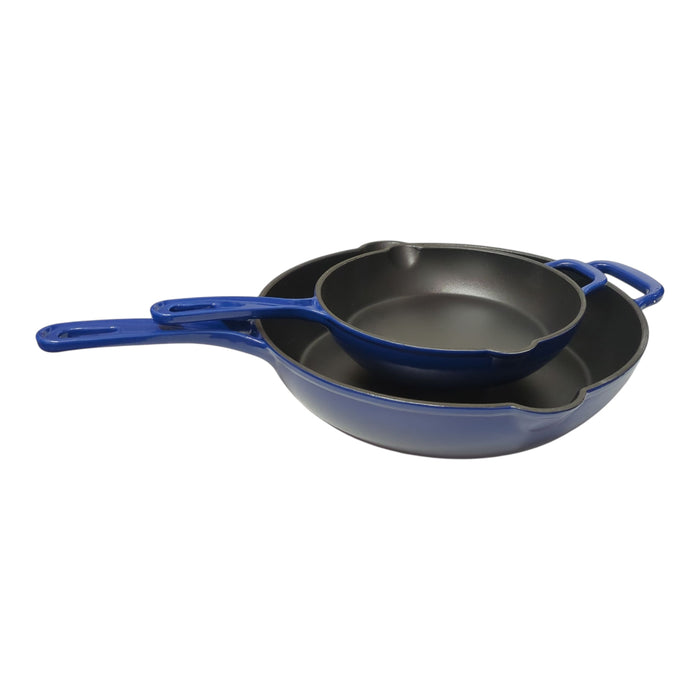Member's Mark 2-Piece Enamel Cast Iron Skillet Set, 13" & 9", Blue
