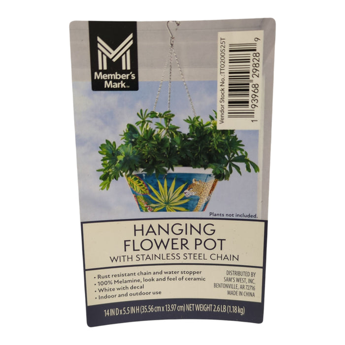 Member's Mark Hanging Melamine Flower Pot With Stainless Steel Chain