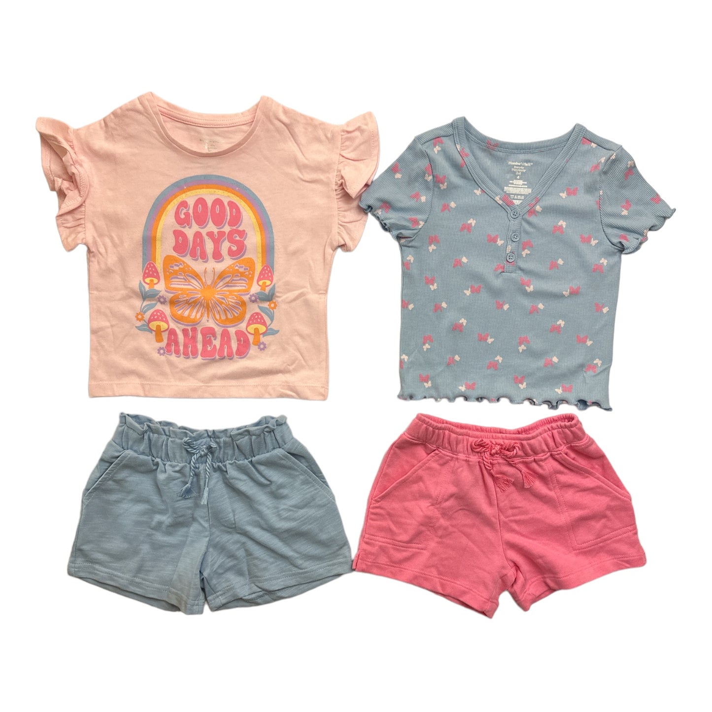 Member's Mark Girl's 4-Piece Mix & Match Two Tees & Two Shorts Playwear Set