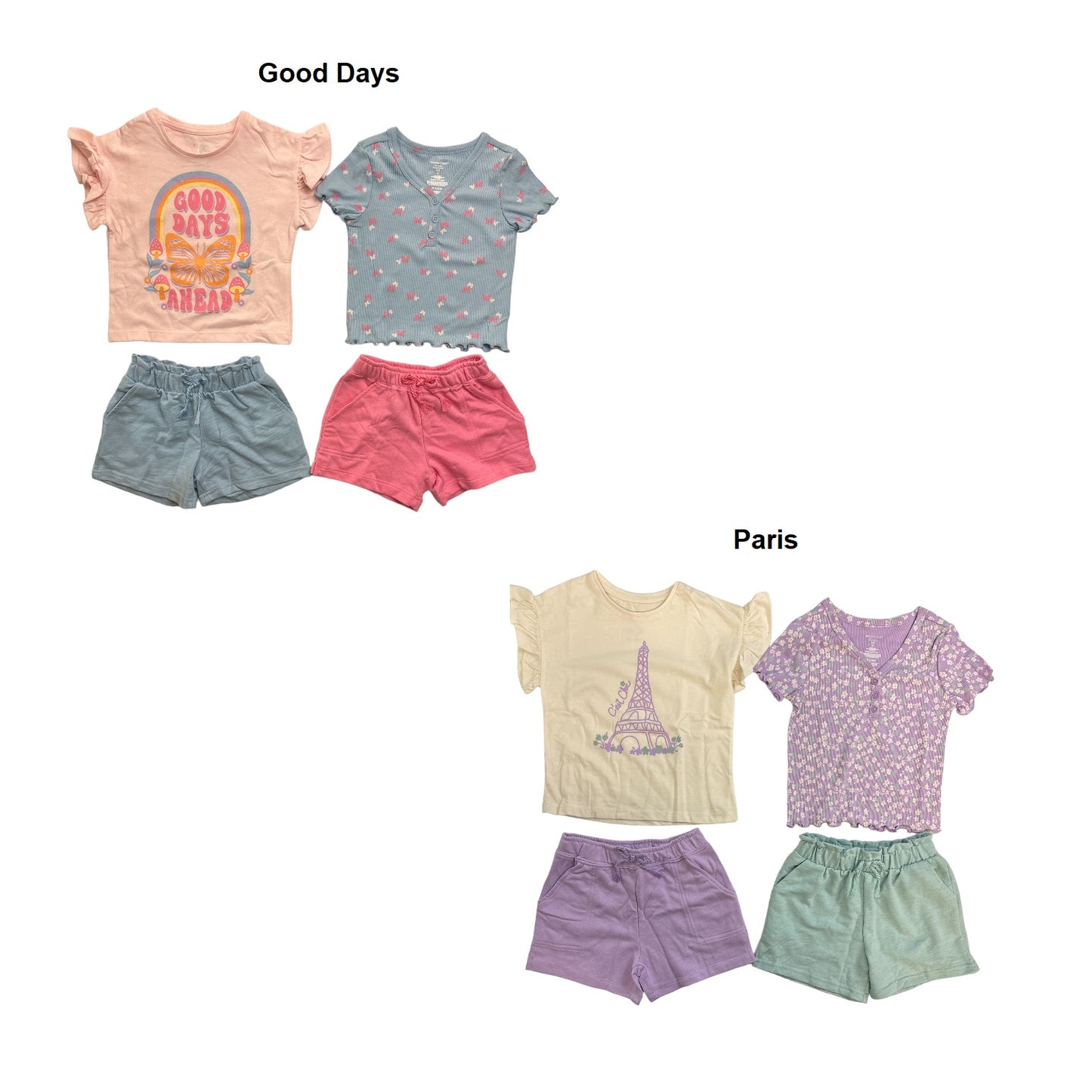 Member's Mark Girl's 4-Piece Mix & Match Two Tees & Two Shorts Playwear Set