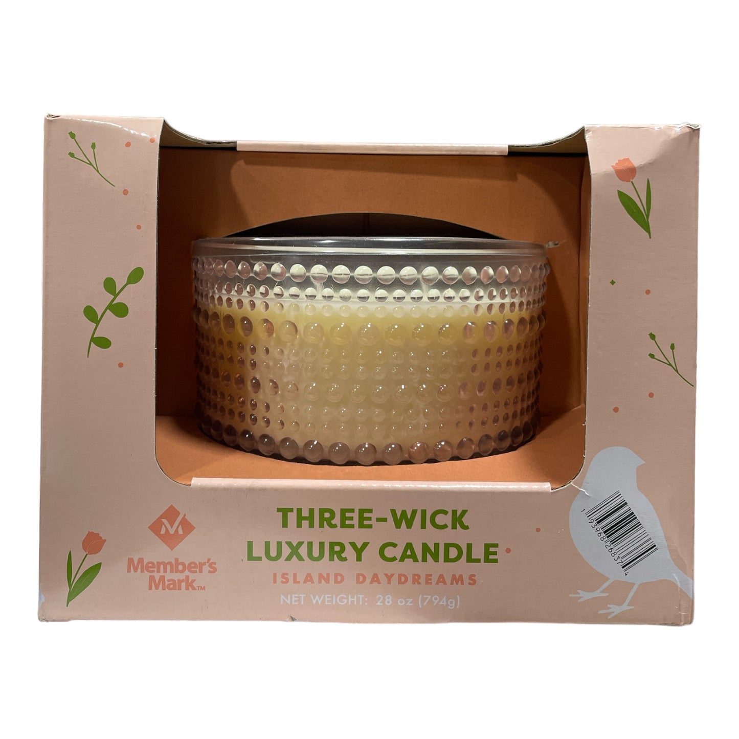 Member's Mark Three-Wick Luxury Scented Candle in Glass Container, 28oz