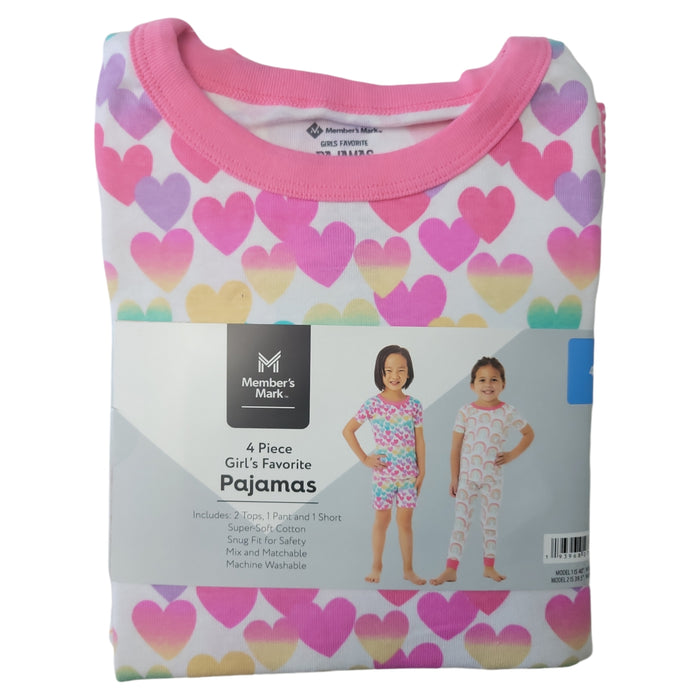 Member's Mark Toddler & Girls Comfort 4-Piece Cotton Pajama Set