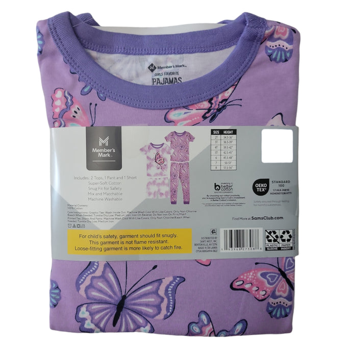 Member's Mark Toddler & Girls Comfort 4-Piece Cotton Pajama Set