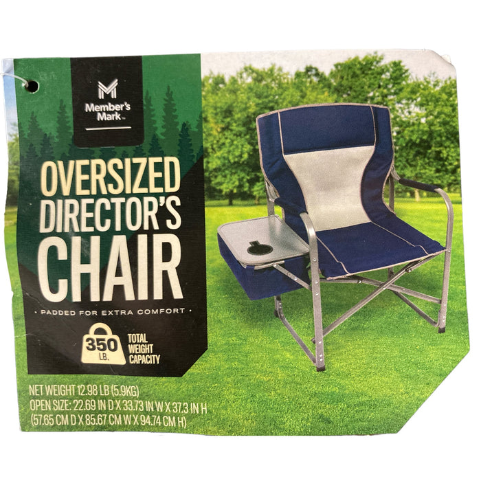Member's Mark Oversized Director's Chair with Fold Away Cooler, Deep Cobalt