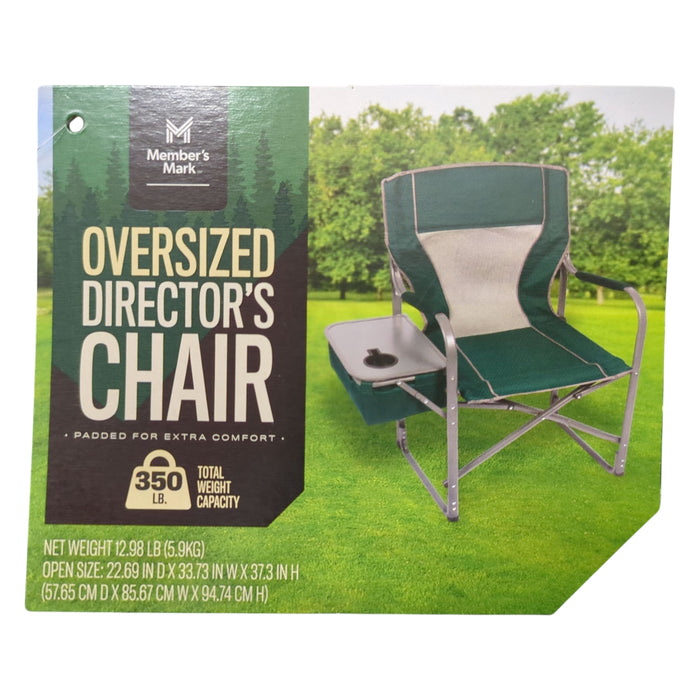 Member's Mark Oversized Director's Chair with Fold Away Cooler, Green Smoke