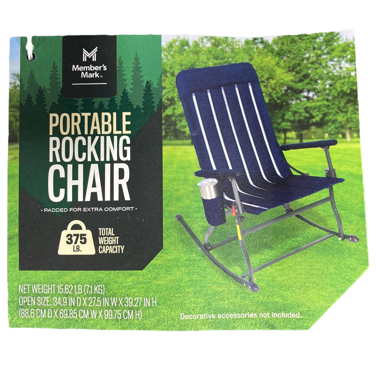 Member s Marks Folding Rocking Chair Camping Portable Blue Ewirelessgear