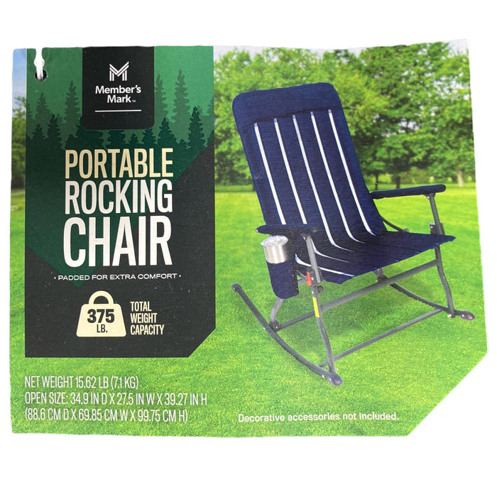 Member's Marks Folding Rocking Chair Camping Portable, Blue — Ewirelessgear