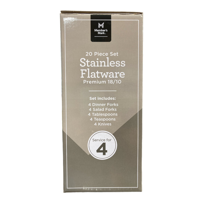Member's Mark Premium 18/10 Stainless Steel Mirror Finish 20 Piece Flatware Set