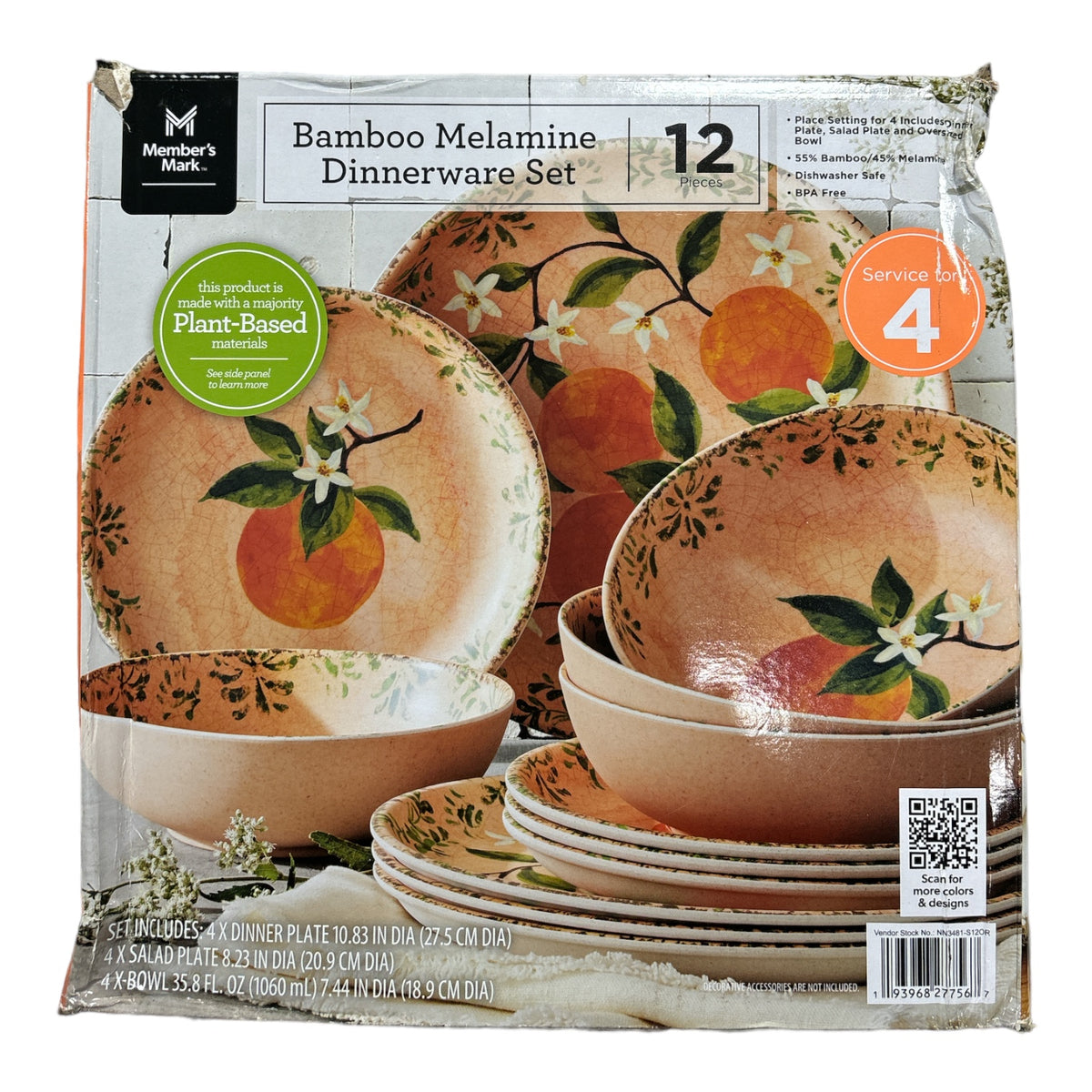 Member's Mark 12 Piece BPA Free Melamine Dinnerware Set – Ewirelessgear