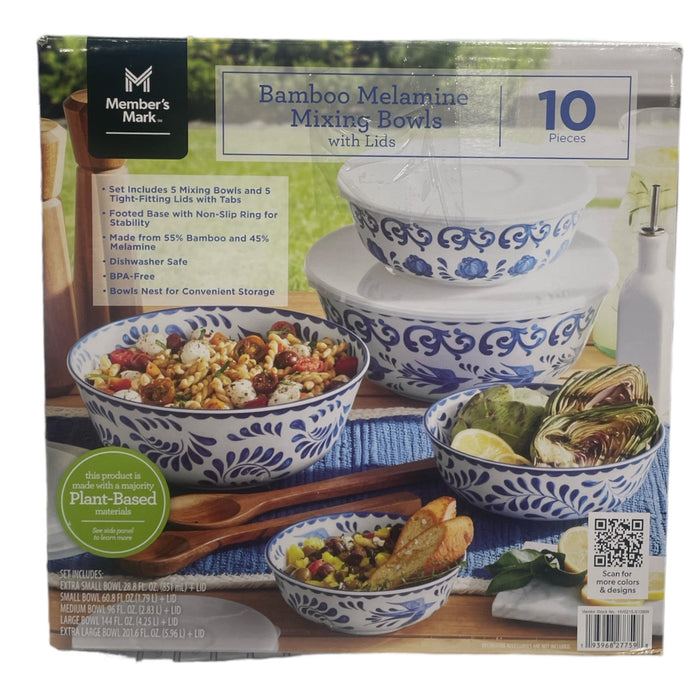 Member's Mark 10-Piece Bamboo Melamine Mixing Bowls with Lids Set (Assorted  Colors)