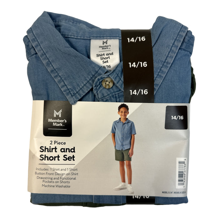 Member's Mark Boy's 2-Piece Button-Down Shirt & Drawstring Short Set