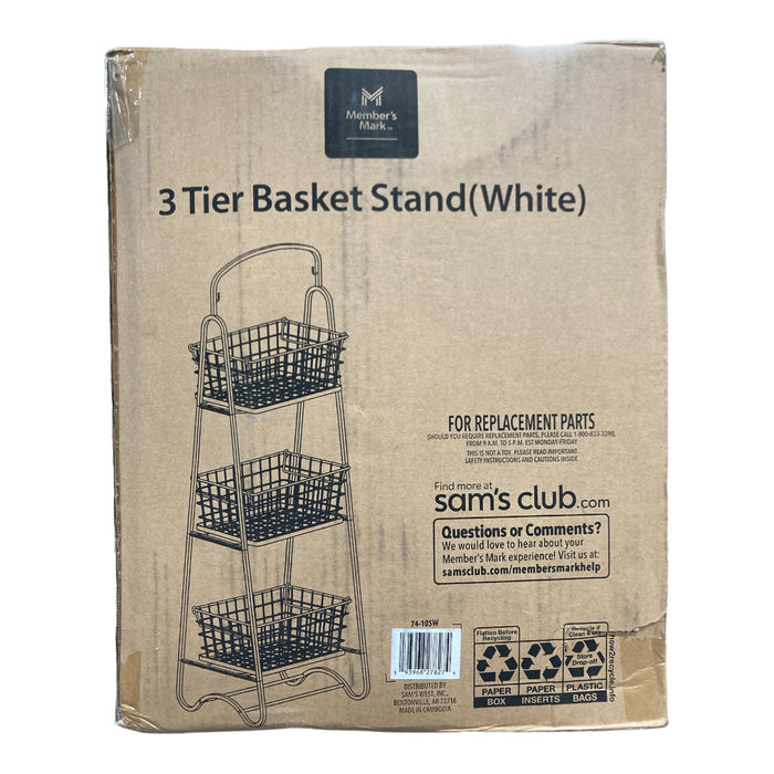 Member's Mark 3-Tier Standing Wire Basket, White