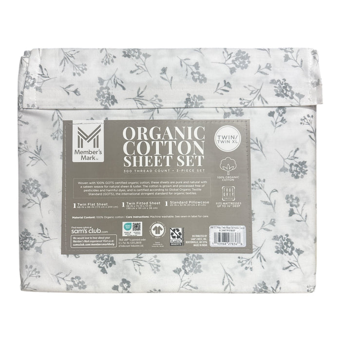 Member's Mark Deep Pocket 300 Thread Count Organic Cotton Sheet Set, Twin/TwinXL