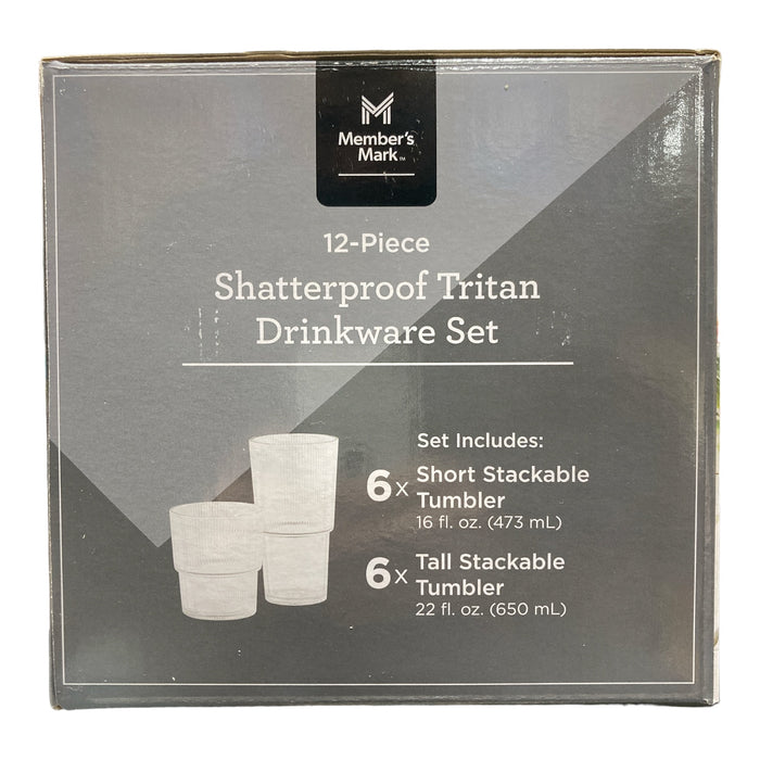 Member's Mark Shatterproof Tritan Ribbed Drinkware Set, 12 Piece
