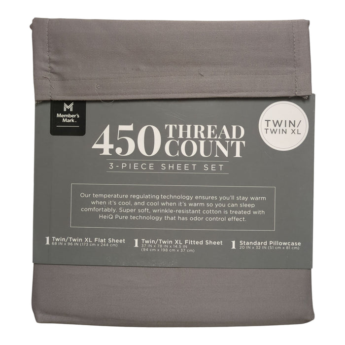 Member's Mark 450 Thread Count Solid Sheet Set, 3-Piece, Twin/Twin XL