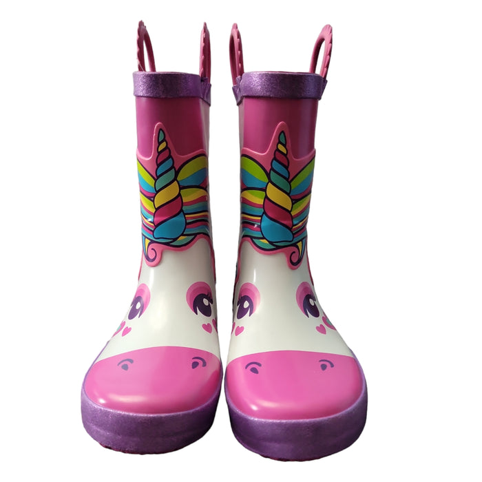 Members Mark Girl's Waterproof Easy Pull-On with Side Loops Rubber Rain Boots