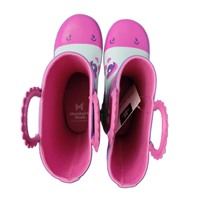 Members Mark Girl's Waterproof Easy Pull-On with Side Loops Rubber Rain Boots