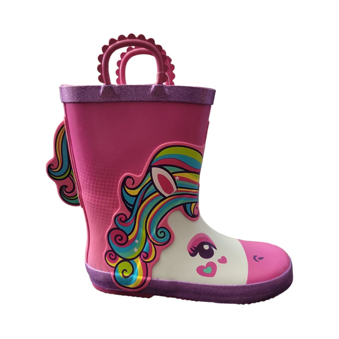 Members Mark Girl's Waterproof Easy Pull-On with Side Loops Rubber Rain Boots