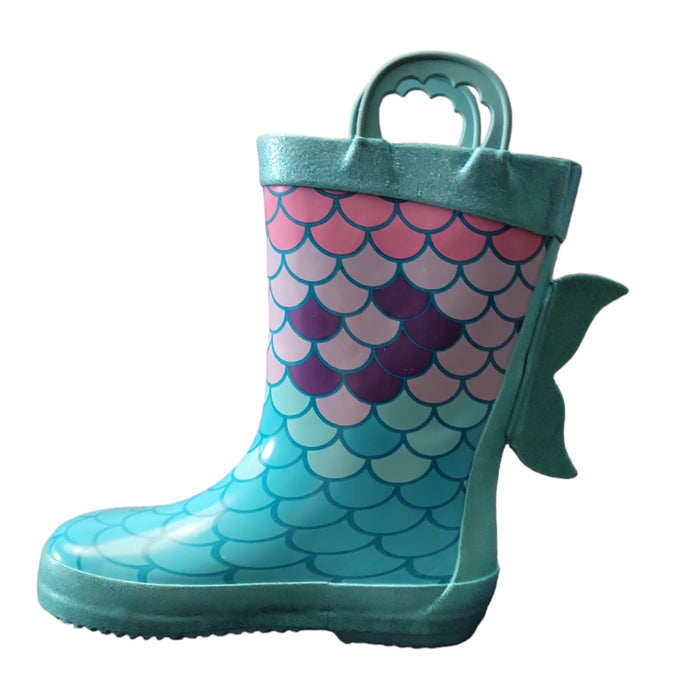 Members Mark Girl's Waterproof Easy Pull-On with Side Loops Rubber Rain Boots