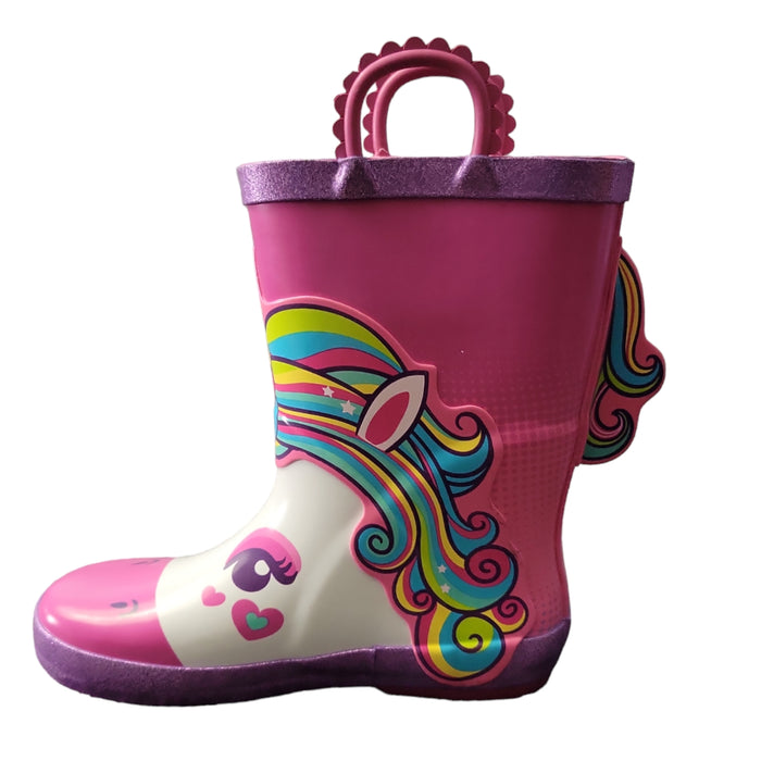 Members Mark Girl's Waterproof Easy Pull-On with Side Loops Rubber Rain Boots