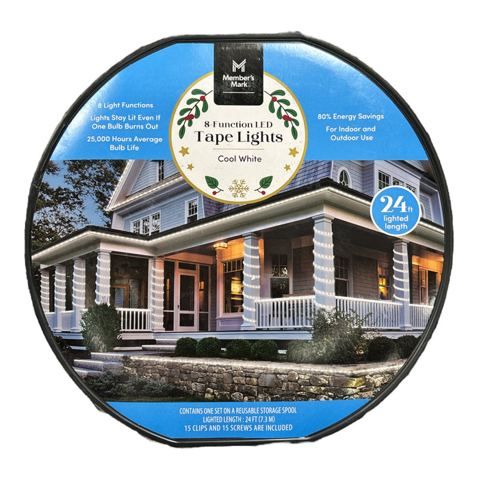 Member's Mark 24 Foot 8-Function Indoor/Outdoor LED Tape Lights, Cool White