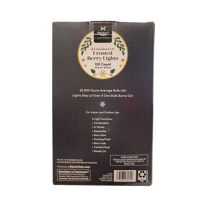 Member's Mark 120ct LED Frosted Berry Lights, 39.6', Warm White