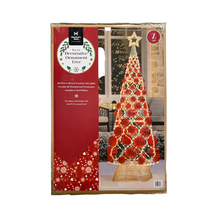 Members Mark 816 Warm White LED Pre-Lit Decorative Ornament Tree, 7ft — Ewirelessgear
