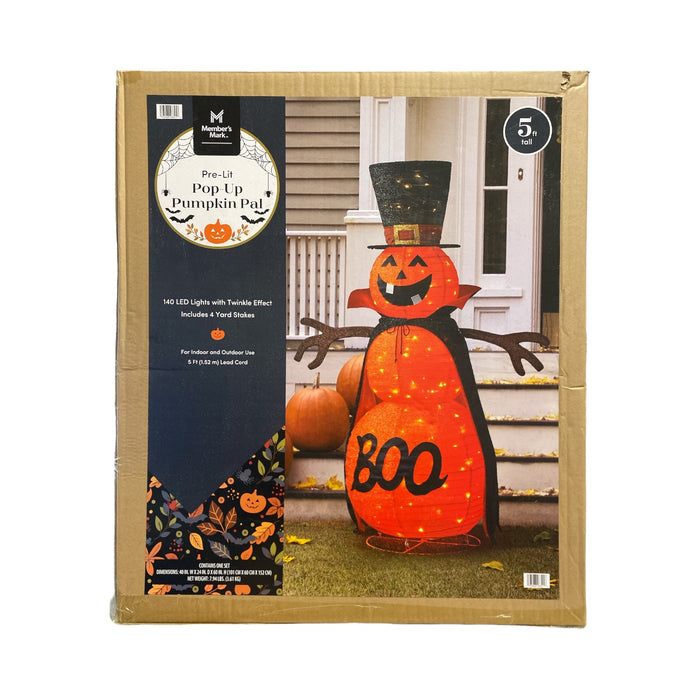 Member's Mark 140 LED Pre-Lit Pop-Up Pumpkin Pal Indoor/Outdoor Decoration, 5ft