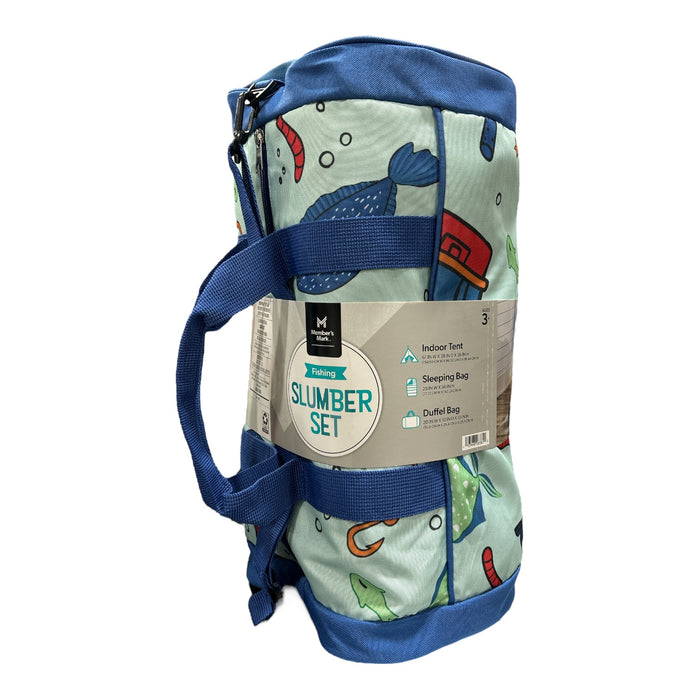 Member's Mark 3 Piece Slumber Set, Indoor Tent, Sleeping Bag & Duffle, Fishing