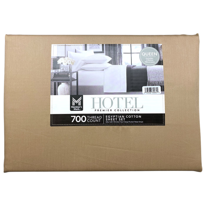 Member's Mark Hotel Egyptian Cotton 6pc Solid Sheet Set, 700 Thread Ct, Queen