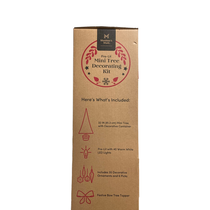 Member's Mark 40 Warm White Pre-Lit Mini Tree & Decorating Kit