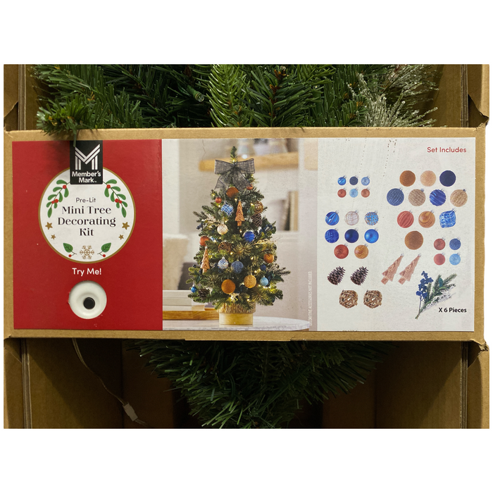 Member's Mark 40 Warm White Pre-Lit Mini Tree & Decorating Kit