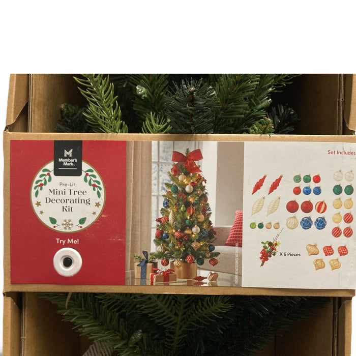 Member's Mark 40 Warm White Pre-Lit Mini Tree & Decorating Kit