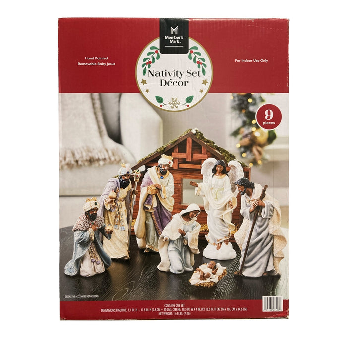 Member's Mark Holiday Nativity Set Decor, Hand Painted, 9 Piece, Multicultural