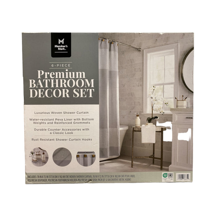Member's Mark 6-Piece Premium Bath Set, Soft Silver/Wood